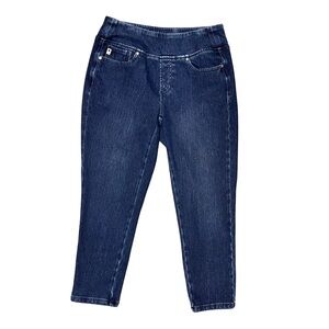 Belle by Kim Gravel dark wash mid rise jeans